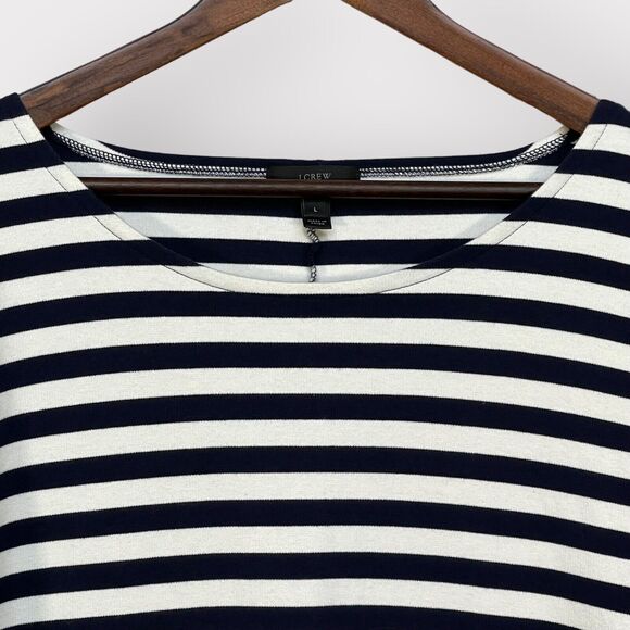 J. Crew Colorblock Mini Shift Dress Women L Navy Striped Nautical Thick Fabric - Picture 5 of 14